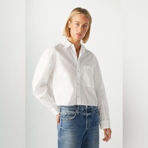 AMO Ruth cropped white blouse